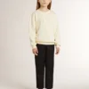 Felpa da bambina color crema con scritta applicata