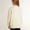 Felpa da bambina color crema con scritta applicata