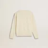 Felpa da bambina color crema con scritta applicata