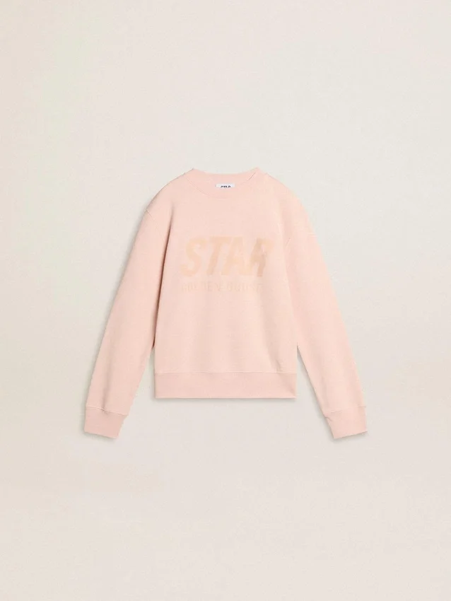 Felpa da bambina di colore rosa con scritta rosa sul davanti