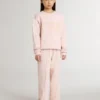 Felpa da bambina di colore rosa con scritta rosa sul davanti