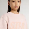 Felpa da bambina di colore rosa con scritta rosa sul davanti