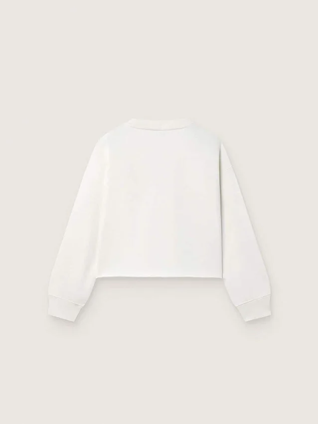 Felpa da bambina Journey in cotone bianco con cristalli e logo