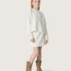 Felpa da bambina Journey in cotone bianco con cristalli e logo