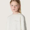 Felpa da bambina Journey in cotone bianco con cristalli e logo