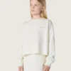 Felpa da bambina Journey in cotone bianco con cristalli e logo