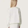Felpa da bambina Journey in cotone bianco con cristalli e logo