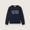 Felpa da bambino Journey in misto cotone blu con logo a contrasto
