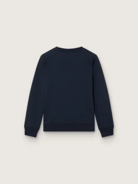 Felpa da bambino Journey in misto cotone blu con logo a contrasto