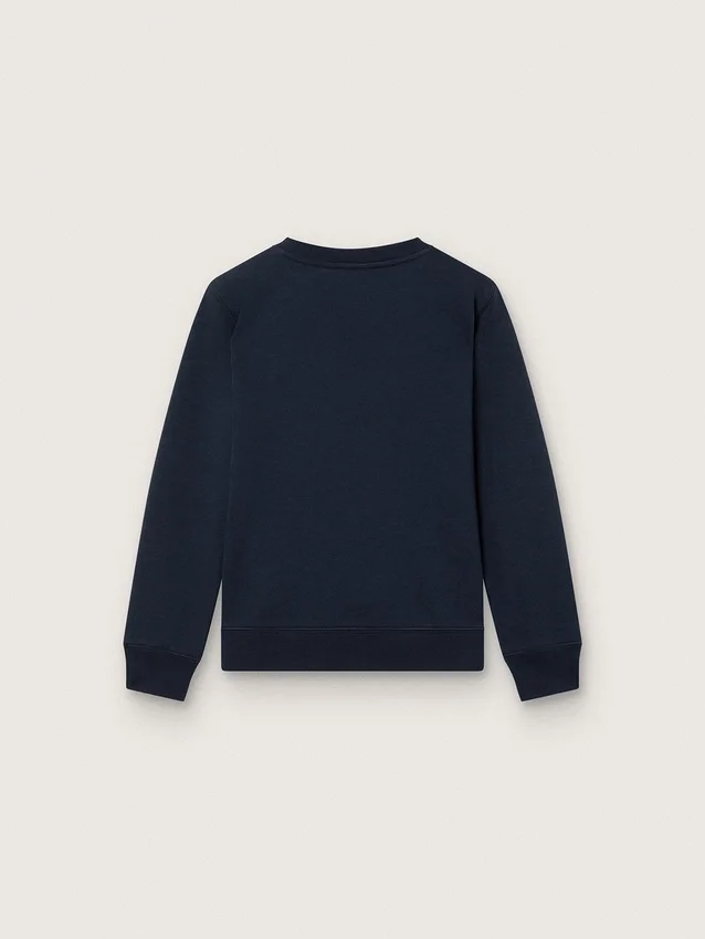 Felpa da bambino Journey in misto cotone blu con logo a contrasto