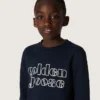 Felpa da bambino Journey in misto cotone blu con logo a contrasto