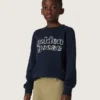 Felpa da bambino Journey in misto cotone blu con logo a contrasto