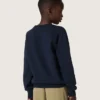 Felpa da bambino Journey in misto cotone blu con logo a contrasto