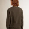 Felpa da donna grigio antracite con cristalli