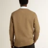 Felpa da uomo in cotone beige con stampa sul davanti