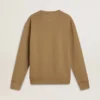 Felpa da uomo in cotone beige con stampa sul davanti