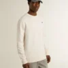 Felpa da uomo in cotone bianco con stampa sul retro