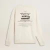 Felpa da uomo in cotone bianco con stampa sul retro