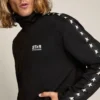 Felpa da uomo nera con zip e stelle bianche