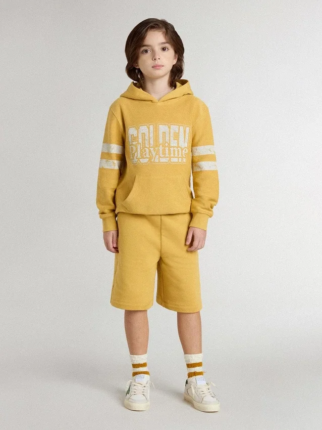 Felpa gialla da bambino con stampa vintage