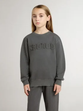 Felpa grigia per bambini con logo in rilievo
