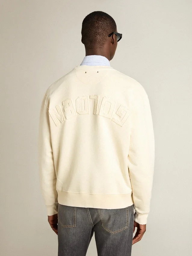 Felpa in bianco invecchiato con logo rovesciato sul retro - Capsule Jersey
