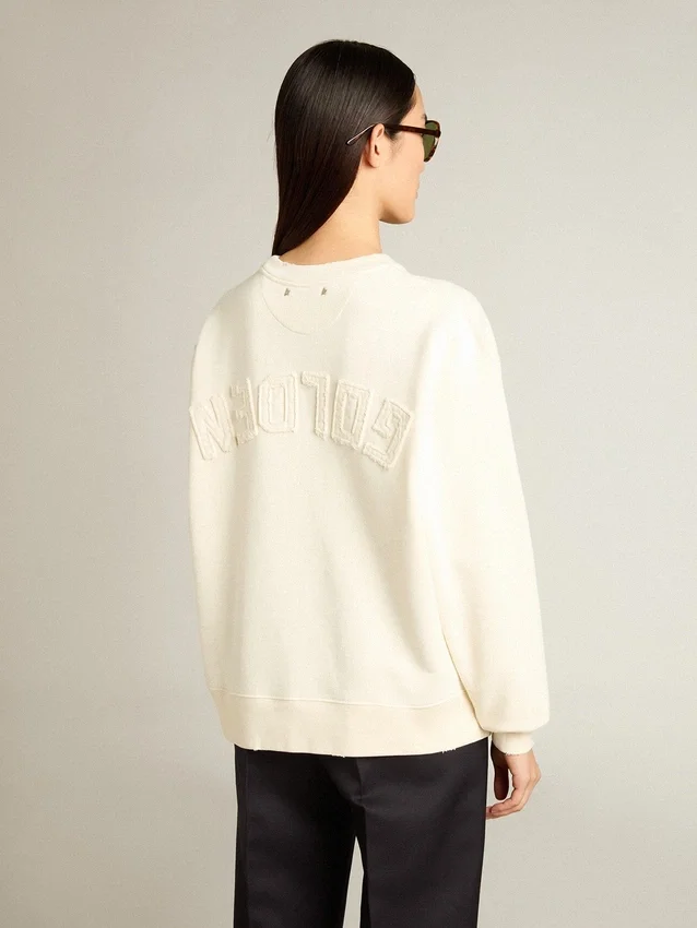 Felpa in bianco invecchiato con logo rovesciato sul retro - Capsule Jersey