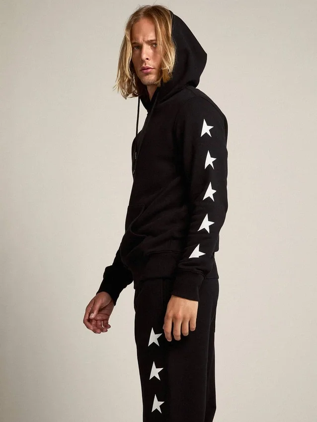 Felpa nera della Star Collection con stelle bianche a contrasto