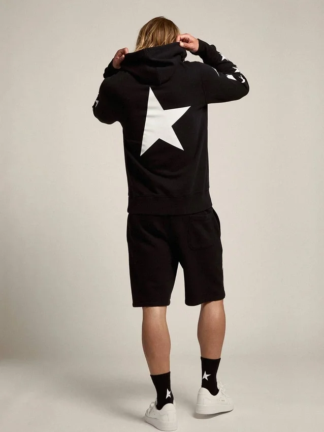 Felpa nera della Star Collection con stelle bianche a contrasto