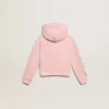 Felpa rosa con cappuccio e stelle glitterate argentate