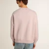 Felpa unisex a girocollo color rosa antico con logo stampato in verde