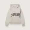 Felpa unisex con cappuccio in cotone grigio con stampa bandiera vintage