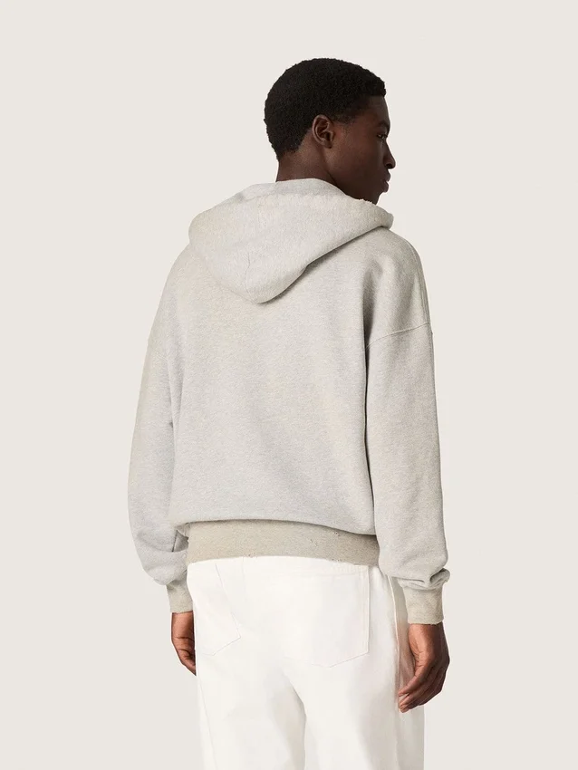 Felpa unisex con cappuccio in cotone grigio con stampa bandiera vintage