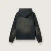 Felpa unisex con cappuccio in cotone nero con effetto sbiancato