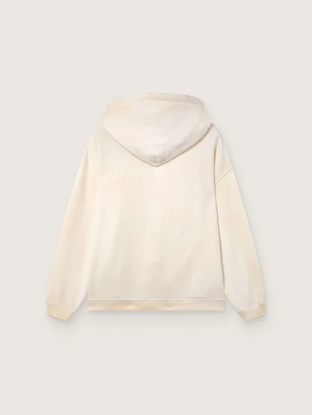 Felpa unisex con cappuccio Star in cotone bianco con stampa del logo