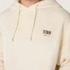 Felpa unisex con cappuccio Star in cotone bianco con stampa del logo