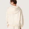 Felpa unisex con cappuccio Star in cotone bianco con stampa del logo