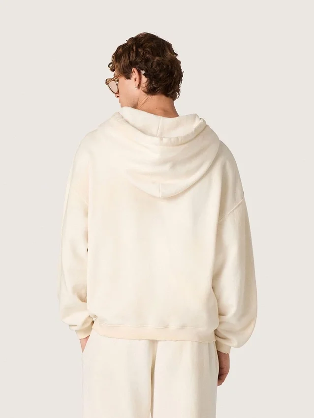 Felpa unisex con cappuccio Star in cotone bianco con stampa del logo