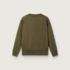 Felpa unisex dorata in cotone verde militare con logo rovesciato