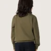 Felpa unisex dorata in cotone verde militare con logo rovesciato