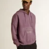 Felpa unisex in cotone color malva con stampa sul davanti