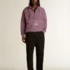 Felpa unisex in cotone color malva con stampa sul davanti