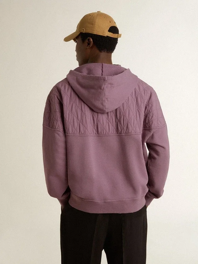 Felpa unisex in cotone color malva con stampa sul davanti