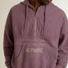 Felpa unisex in cotone color malva con stampa sul davanti