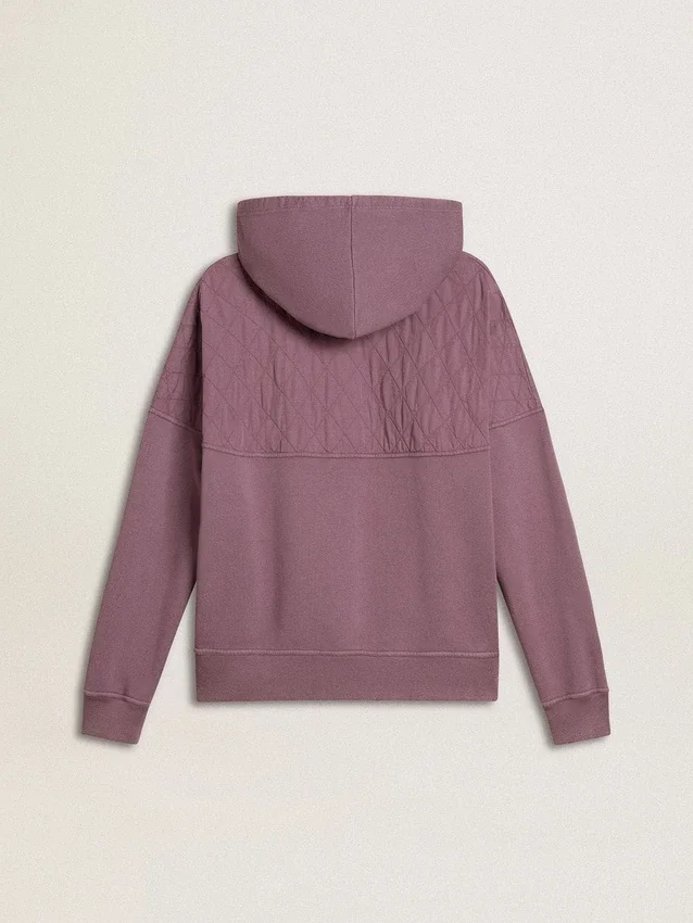 Felpa unisex in cotone color malva con stampa sul davanti