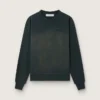 Felpa unisex in cotone nero effetto consumato con logo ricamato