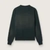 Felpa unisex in cotone nero effetto consumato con logo ricamato