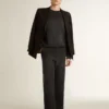 Felpa unisex in cotone nero effetto consumato con logo ricamato