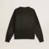 Felpa unisex in cotone nero effetto consumato con logo ricamato