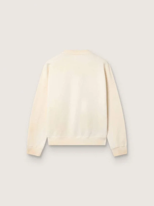 Felpa unisex in cotone Star in bianco vintage con toppe ricamate VCE